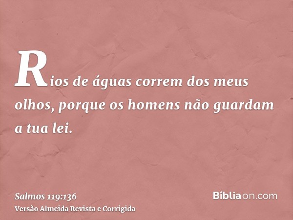 Rios de águas correm dos meus olhos, porque os homens não guardam a tua lei.