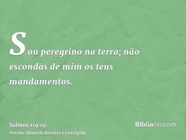 Sou peregrino na terra; não escondas de mim os teus mandamentos.