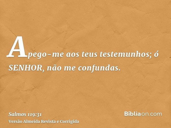Apego-me aos teus testemunhos; ó SENHOR, não me confundas.