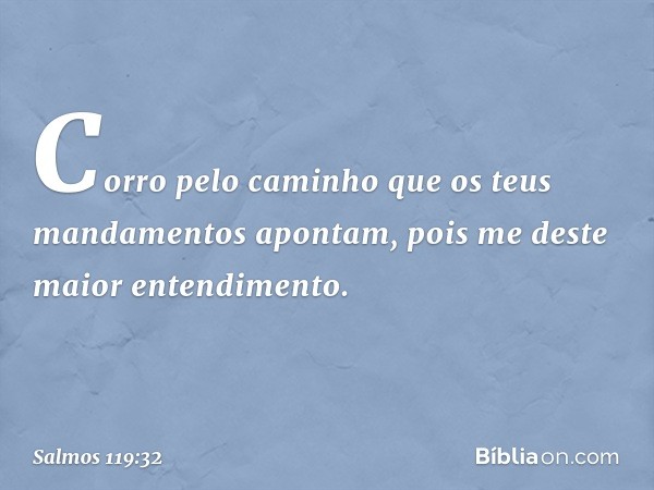 Corro pelo caminho
que os teus mandamentos apontam,
pois me deste maior entendimento. -- Salmo 119:32