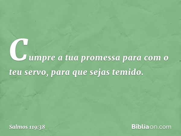 Cumpre a tua promessa
para com o teu servo,
para que sejas temido. -- Salmo 119:38