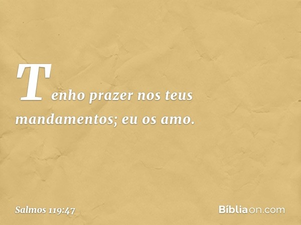 Tenho prazer nos teus mandamentos;
eu os amo. -- Salmo 119:47