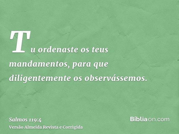 Tu ordenaste os teus mandamentos, para que diligentemente os observássemos.