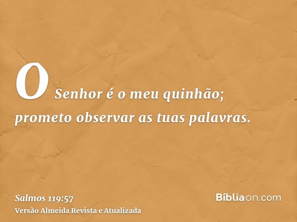 O Senhor é o meu quinhão; prometo observar as tuas palavras.