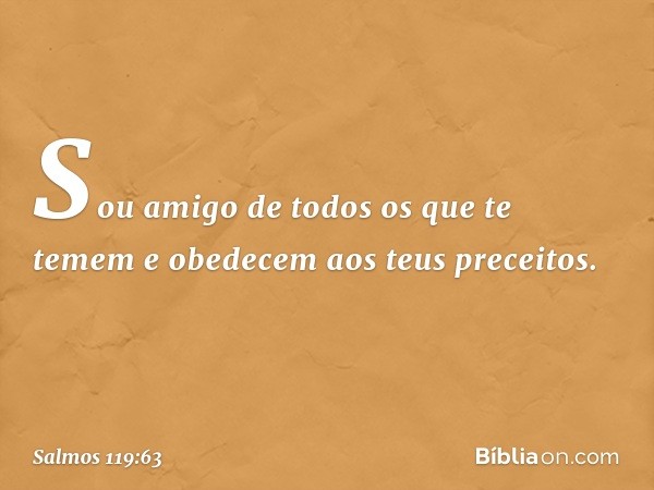 Sou amigo de todos os que te temem
e obedecem aos teus preceitos. -- Salmo 119:63