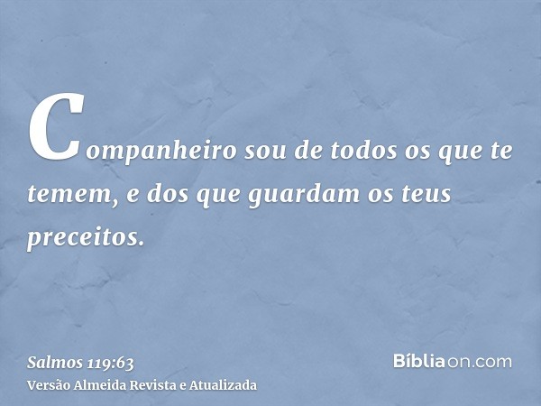 Companheiro sou de todos os que te temem, e dos que guardam os teus preceitos.