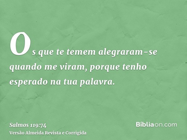 Os que te temem alegraram-se quando me viram, porque tenho esperado na tua palavra.