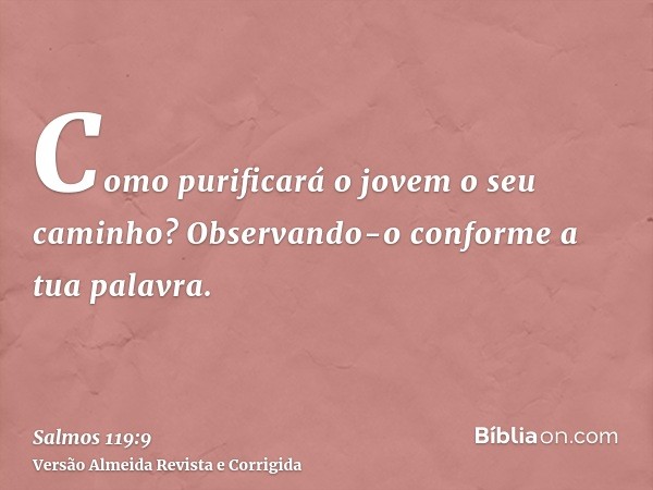 Como purificará o jovem o seu caminho? Observando-o conforme a tua palavra.