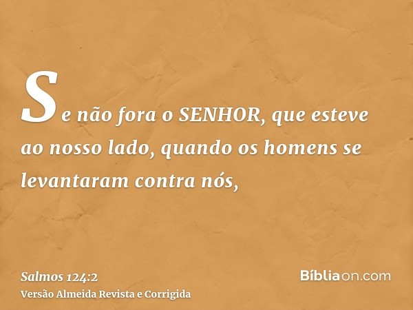 Se não fora o SENHOR, que esteve ao nosso lado, quando os homens se levantaram contra nós,