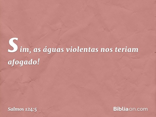 sim, as águas violentas nos teriam afogado! -- Salmo 124:5