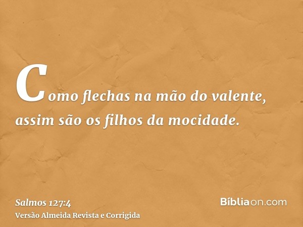 Como flechas na mão do valente, assim são os filhos da mocidade.