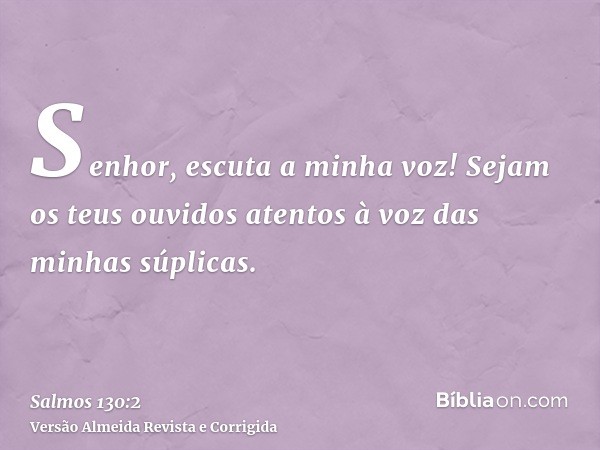 Senhor, escuta a minha voz! Sejam os teus ouvidos atentos à voz das minhas súplicas.