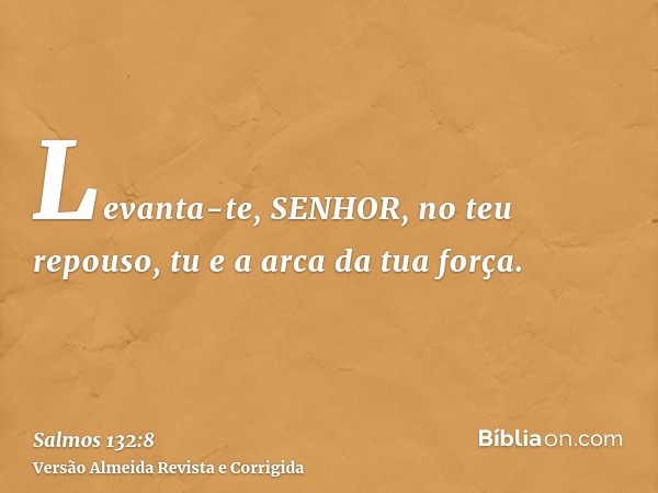 Levanta-te, SENHOR, no teu repouso, tu e a arca da tua força.