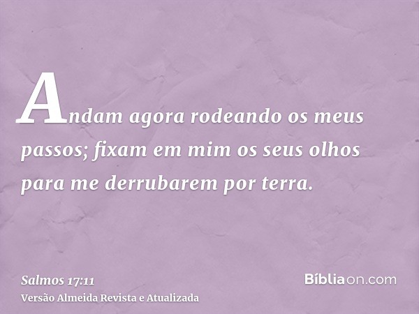 Andam agora rodeando os meus passos; fixam em mim os seus olhos para me derrubarem por terra.