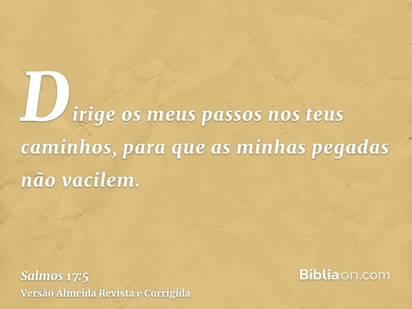 Dirige os meus passos nos teus caminhos, para que as minhas pegadas não vacilem.