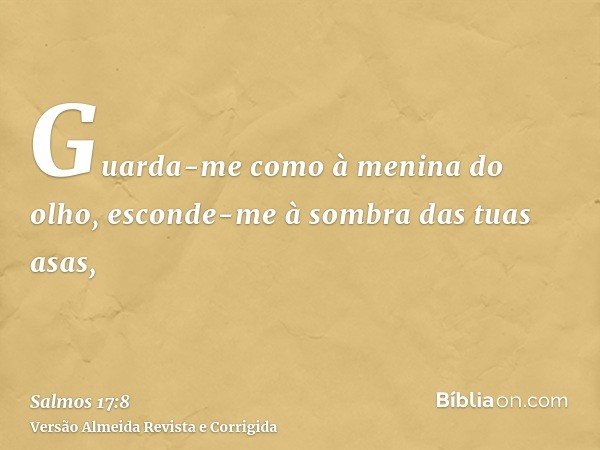 Guarda-me como à menina do olho, esconde-me à sombra das tuas asas,