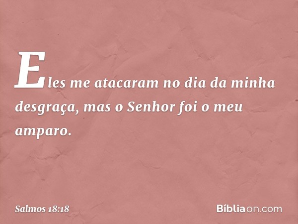 Eles me atacaram no dia da minha desgraça,
mas o Senhor foi o meu amparo. -- Salmo 18:18