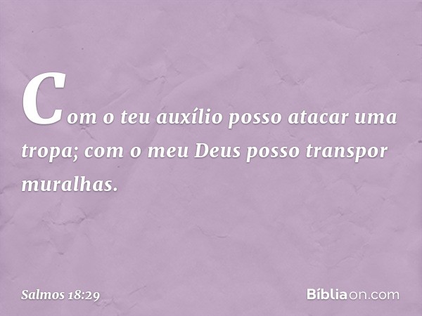 Com o teu auxílio posso atacar uma tropa;
com o meu Deus posso transpor muralhas. -- Salmo 18:29