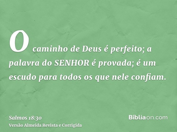 O caminho de Deus é perfeito; a palavra do SENHOR é provada; é um escudo para todos os que nele confiam.