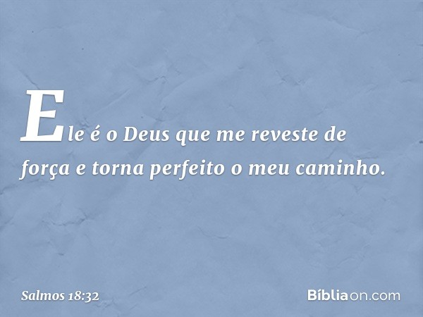 Ele é o Deus que me reveste de força
e torna perfeito o meu caminho. -- Salmo 18:32