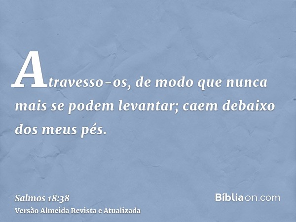 Atravesso-os, de modo que nunca mais se podem levantar; caem debaixo dos meus pés.