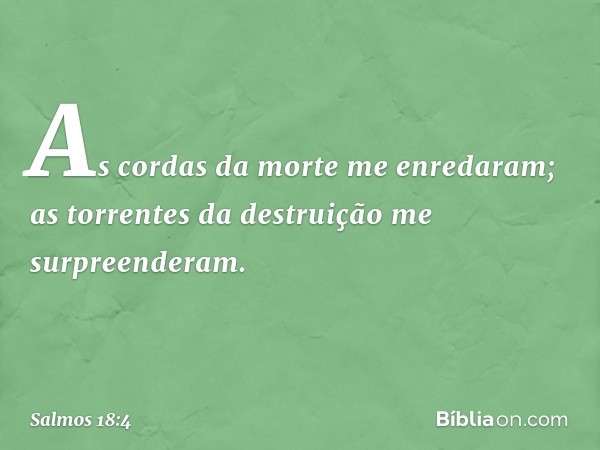 As cordas da morte me enredaram;
as torrentes da destruição me surpreenderam. -- Salmo 18:4