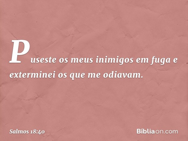 Puseste os meus inimigos em fuga
e exterminei os que me odiavam. -- Salmo 18:40