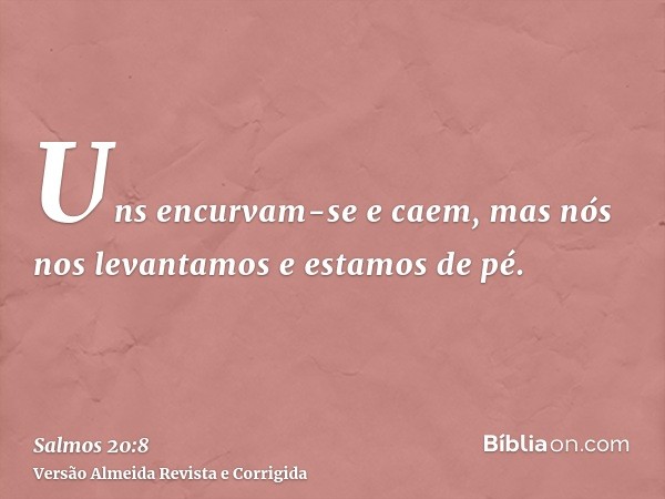 Uns encurvam-se e caem, mas nós nos levantamos e estamos de pé.