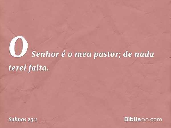 O Senhor é o meu pastor; de nada terei falta. -- Salmo 23:1