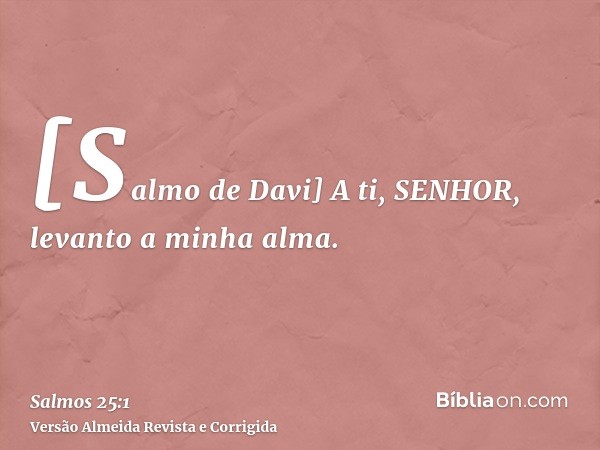 [Salmo de Davi] A ti, SENHOR, levanto a minha alma.