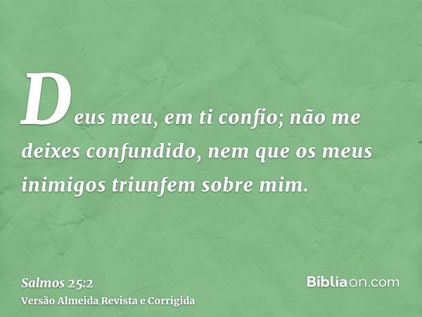 Deus meu, em ti confio; não me deixes confundido, nem que os meus inimigos triunfem sobre mim.