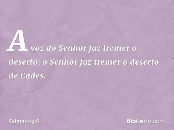 A voz do Senhor faz tremer o deserto;
o Senhor faz tremer o deserto de Cades. -- Salmo 29:8