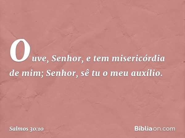 Ouve, Senhor, e tem misericórdia de mim;
Senhor, sê tu o meu auxílio. -- Salmo 30:10