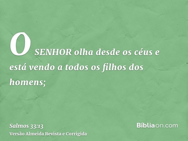 O SENHOR olha desde os céus e está vendo a todos os filhos dos homens;