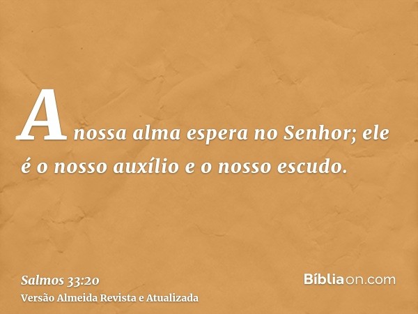 A nossa alma espera no Senhor; ele é o nosso auxílio e o nosso escudo.