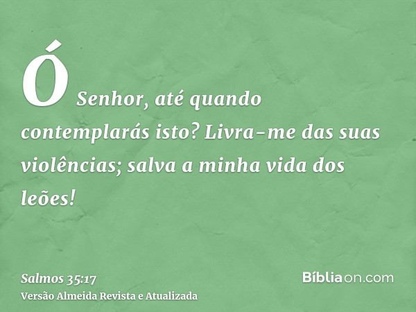 Ó Senhor, até quando contemplarás isto? Livra-me das suas violências; salva a minha vida dos leões!