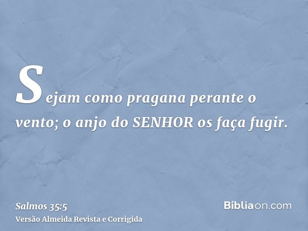 Sejam como pragana perante o vento; o anjo do SENHOR os faça fugir.