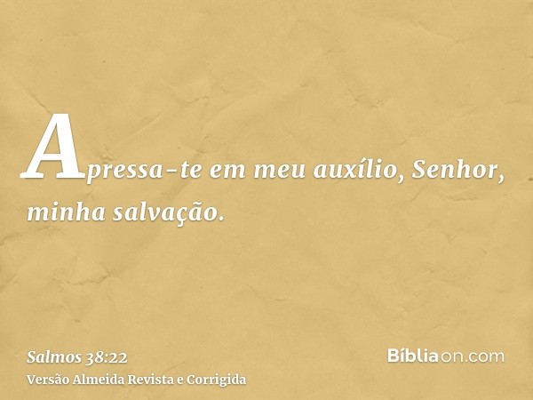 Apressa-te em meu auxílio, Senhor, minha salvação.