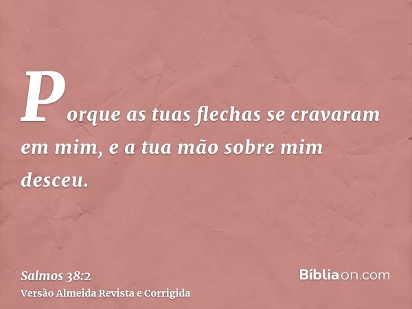 Porque as tuas flechas se cravaram em mim, e a tua mão sobre mim desceu.