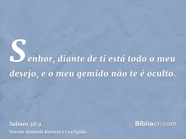 Senhor, diante de ti está todo o meu desejo, e o meu gemido não te é oculto.