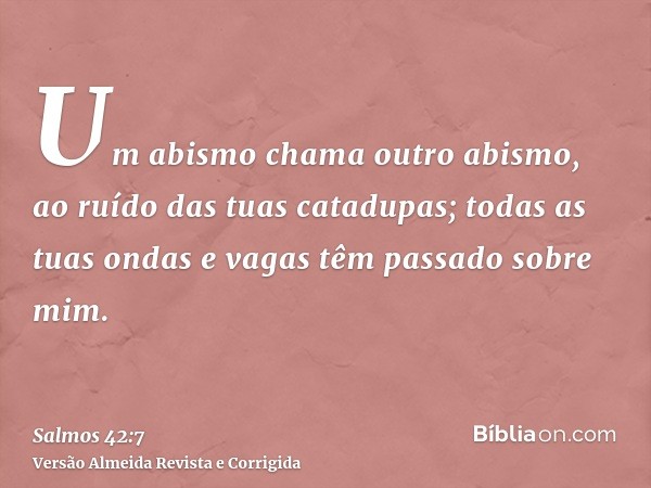 Um abismo chama outro abismo, ao ruído das tuas catadupas; todas as tuas ondas e vagas têm passado sobre mim.