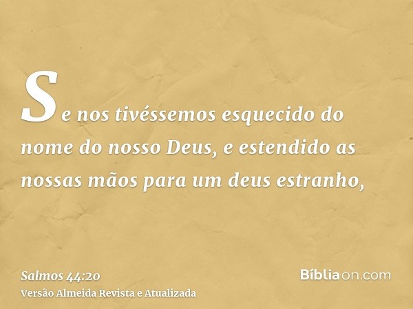 Se nos tivéssemos esquecido do nome do nosso Deus, e estendido as nossas mãos para um deus estranho,