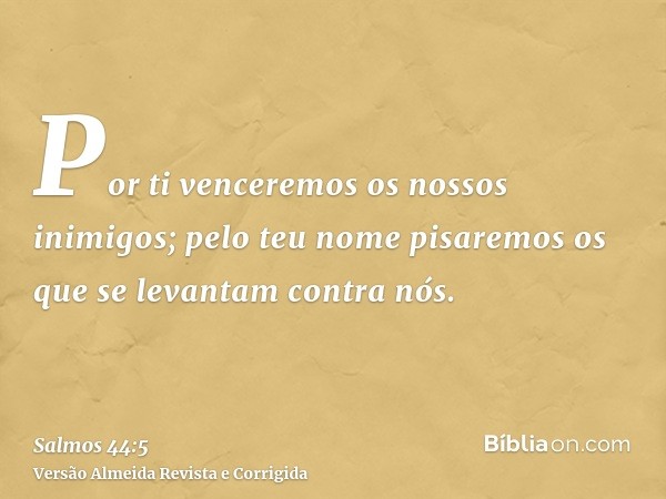 Por ti venceremos os nossos inimigos; pelo teu nome pisaremos os que se levantam contra nós.