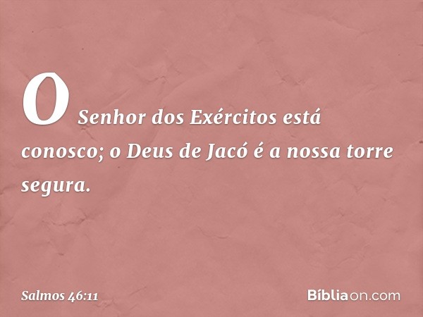 O Senhor dos Exércitos está conosco;
o Deus de Jacó é a nossa torre segura. -- Salmo 46:11