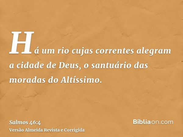 Há um rio cujas correntes alegram a cidade de Deus, o santuário das moradas do Altíssimo.