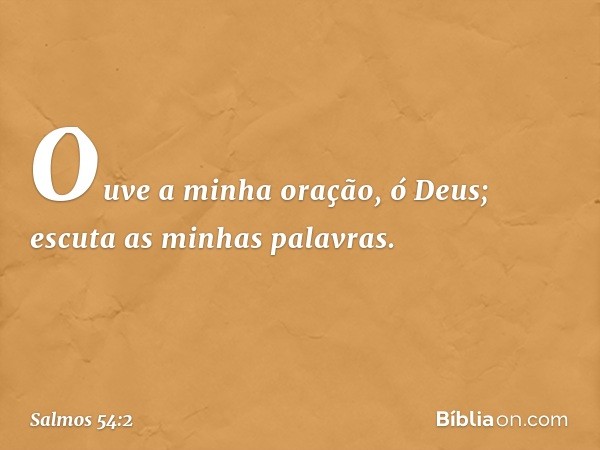 Ouve a minha oração, ó Deus;
escuta as minhas palavras. -- Salmo 54:2