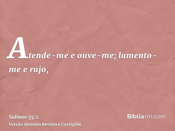 Atende-me e ouve-me; lamento-me e rujo,