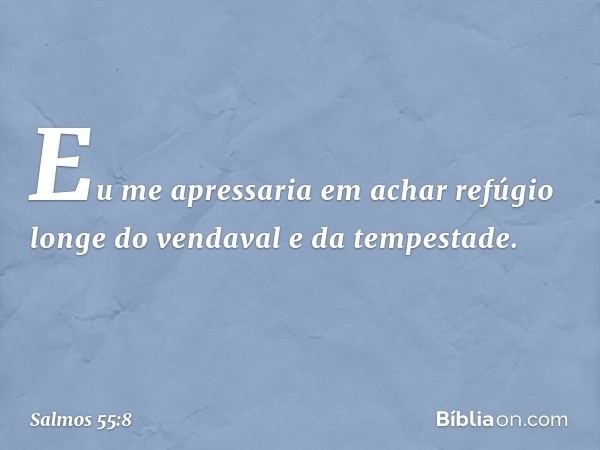 Eu me apressaria em achar refúgio
longe do vendaval e da tempestade. -- Salmo 55:8