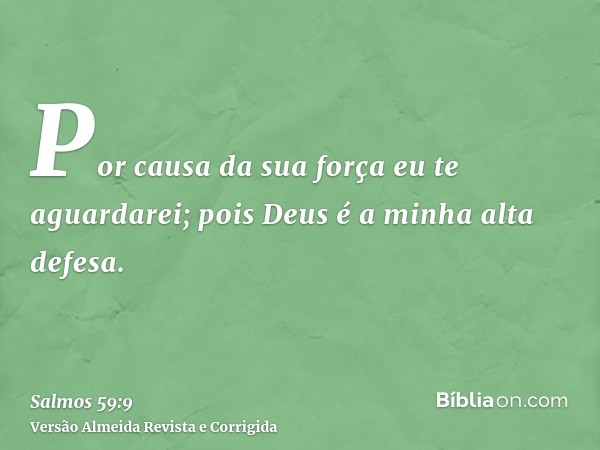 Por causa da sua força eu te aguardarei; pois Deus é a minha alta defesa.