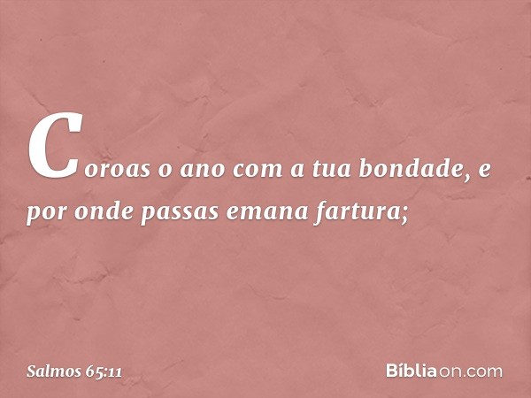 Coroas o ano com a tua bondade,
e por onde passas emana fartura; -- Salmo 65:11